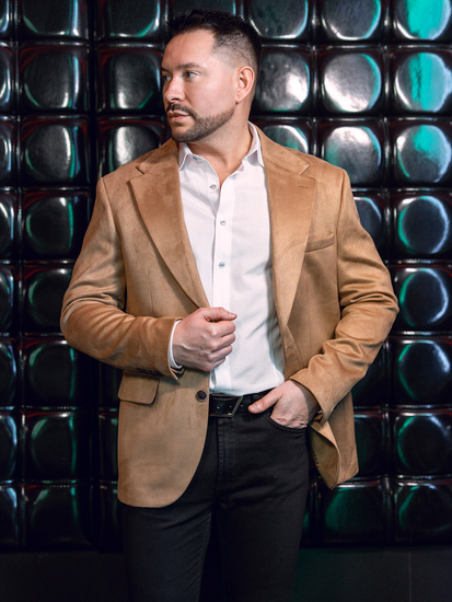 Giacca da uomo in velluto color cammello Bolf 24410