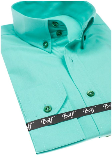 Camicia elegante a manica lunga da uomo verde chiara Bolf 5821-1