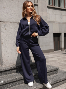 Tuta due pezzi con zip da donna burro blu navy Bolf 821109