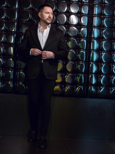 Giacca da uomo in velluto nera Bolf 24410