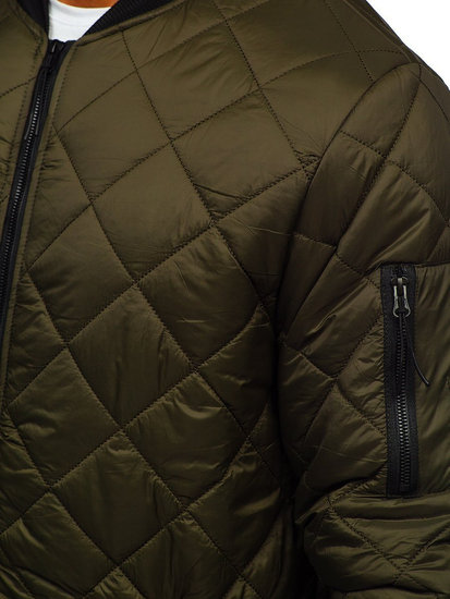Giacca con trapuntate mezza stagione tipo bomber da uomo khaki Bolf MY-01