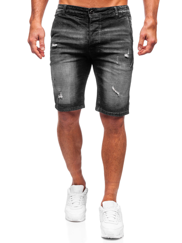 Pantaloncini corti in jeans da uomo neri Bolf MP0042N