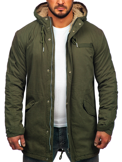 Giubbotto parka invernale in cotone da uomo khaki Bolf EX838A