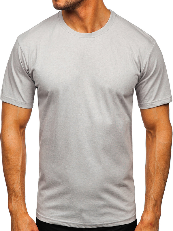T-shirt da uomo in cotone grigio tinta unita Bolf 192397