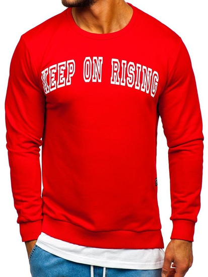 Felpa senza cappuccio e stampa da uomo rosso Bolf 11114