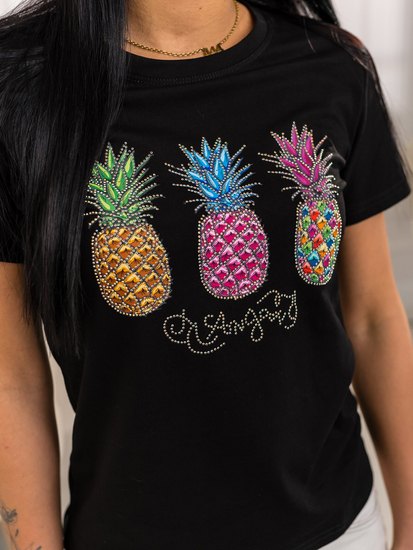 Donna T-shirt stampata Nero Bolf 95T2522