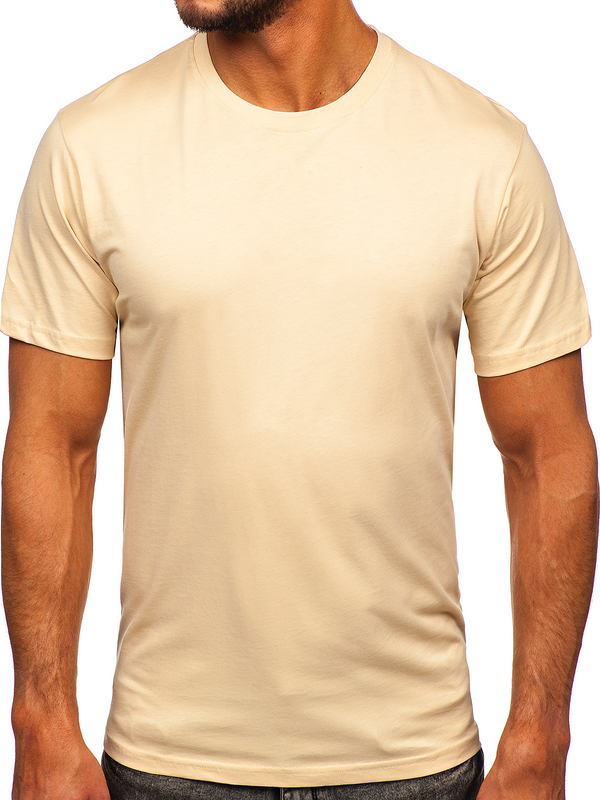 T-shirt di cotone da uomo beige Bolf 0001