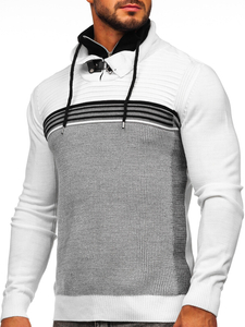 Maglione con colletto rialzato da uomo bianco Bolf 1051