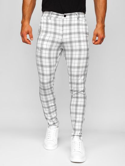 Uomo Pantaloni eleganti a quadri Bianco Bolf 0054
