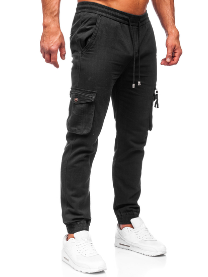 Pantaloni jogger tipo cargo da uomo neri Bolf MP0181N