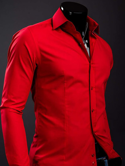 Camicia elegante da uomo rossa a maniche lunghe Bolf 1703A
