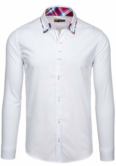 Elegante camicia a manica lunga da uomo bianca Bolf 2705
