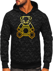 Felpa con applicazione di zirconi con cappuccio da uomo nera Bolf HM566