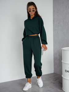 Completo due pezzi con felpa con cappuccio da donna rosa bottiglia Bolf 525