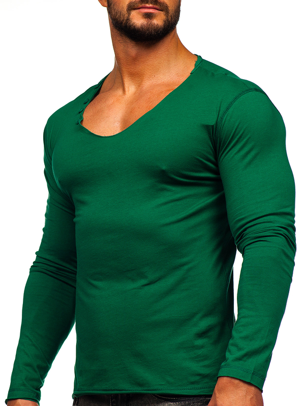 Longsleeve senza stampa da uomo verde Bolf 547