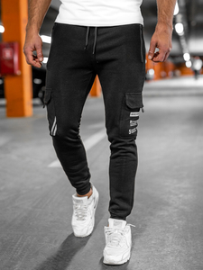Pantaloni isolati cargo tipo jogger da uomo neri Bolf HW2207