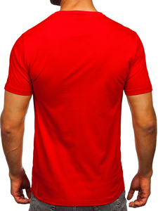 Uomo T-shirt in cotone con stampa Rosso Bolf 5064