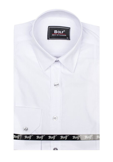 Uomo Camicia elegante a maniche lunghe Bianco Bolf 6944