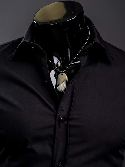 Camicia elegante da uomo nera a maniche lunghe Bolf 1703A