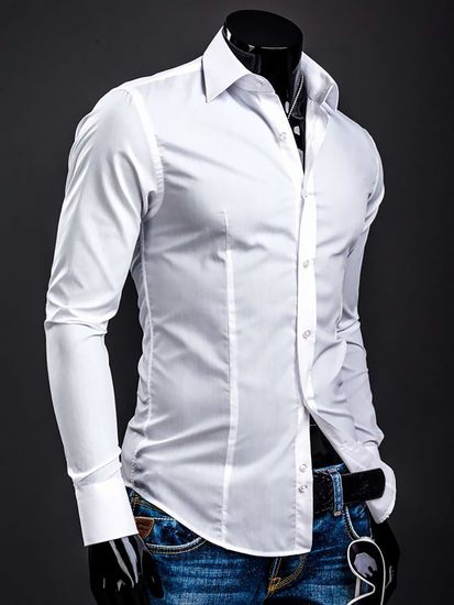 Camicia elegante da uomo bianca a maniche lunghe Bolf 1703A