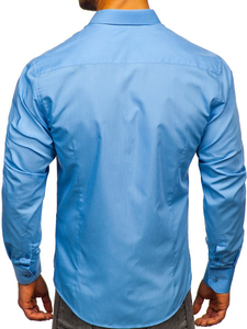 Camicia elegante da uomo azzurra a maniche lunghe Bolf 1703