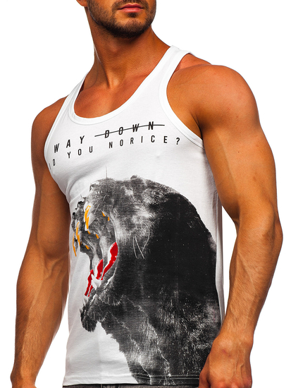 Maglietta Bodybuilding tank top con stampa bianca Bolf 14836