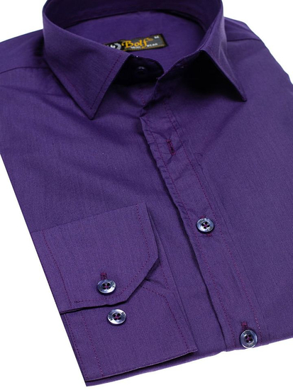 Camicia elegante da uomo viola a maniche lunghe Bolf 1703