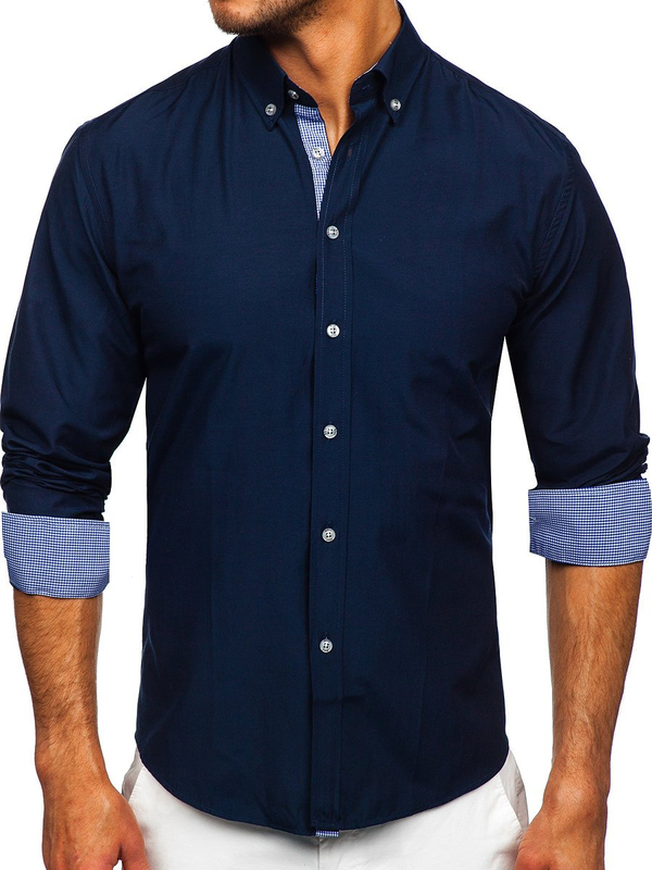 Camicia a manica lunga da uomo blu Bolf 20719