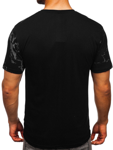 Uomo T-shirt in cotone con stampa Nero Bolf 627