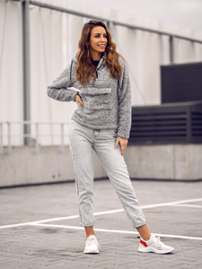 Felpa in pile con cappuccio da donna nera Bolf HH008