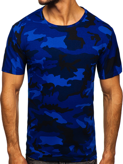 T-shirt mimetica da uomo blu Bolf S807