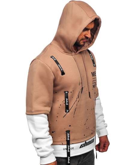 Felpa con cappuccio e stampa da uomo beige Bolf LJ0586A
