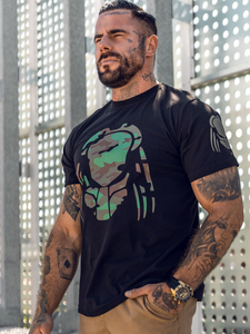 T-shirt da uomo in cotone nero con stampa Bolf 192379A