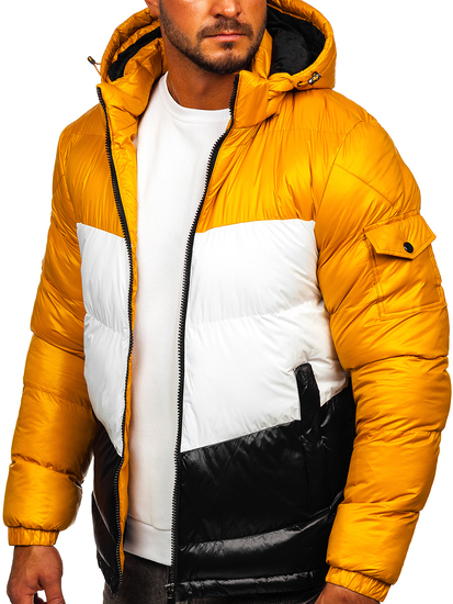 Giubbotto invernale trapuntato da uomo cammello-nero Bolf 6593