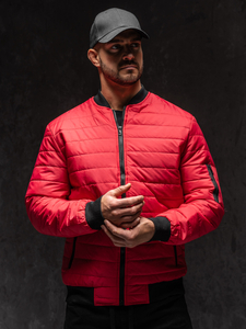 Giacca trapuntata di mezza stagione da uomo rosso Bolf MY-02A1