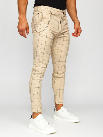 Uomo Pantaloni chino a quadri Beige Bolf 0060