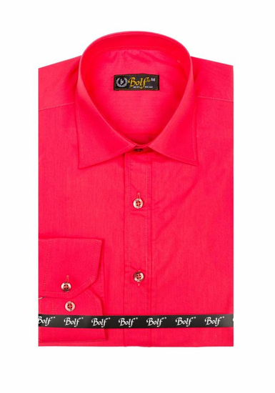 Camicia elegante da uomo corallo a maniche lunghe Bolf 1703