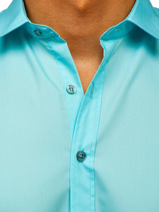 Camicia elegante da uomo verde chiaro a maniche lunghe Bolf 1703