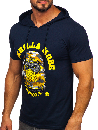 T-shirt con stampa con cappuccio da uomo blu Bolf 8T978