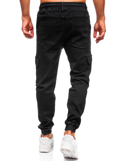 Uomo Joggers cargo in denim Nero Bolf 8170