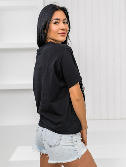 Donna T-shirt stampata Nero Bolf 96T636