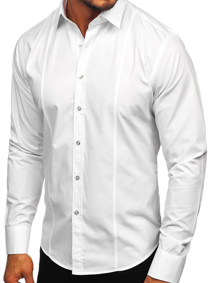 Uomo Camicia elegante a maniche lunghe Bianco Bolf 6944
