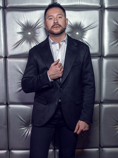 Giacca da uomo in velluto nera Bolf 24410