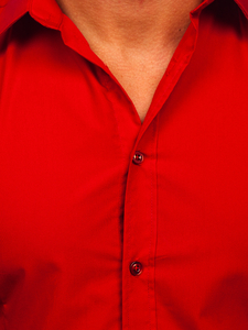 Camicia elegante da uomo rosso scuro a maniche lunghe Bolf 1703