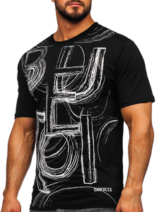 T-shirt nera stampata da uomo Bolf KS2525T