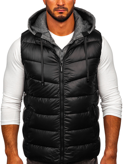 Gilet con cappuccio da uomo nero Bolf 2909