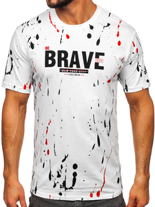 T-shirt in cotone con stampa da uomo bianca Bolf 14727