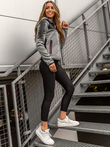 Giacca trapuntata con cappuccio da donna grigia Bolf KSW4007A