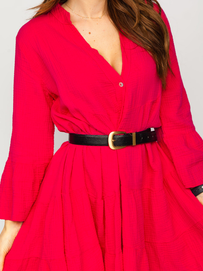 Abito in mussola con balze da donna rosa Bolf A2160