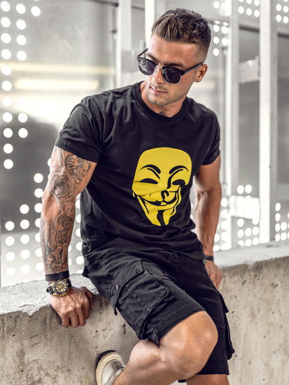 T-shirt con stampa da uomo nera Bolf 14400A